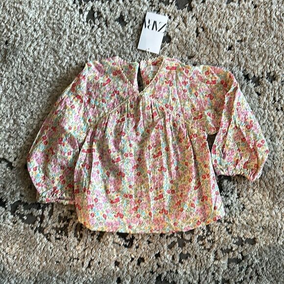 ZARA Kids | Pink | TEXTURED FLORAL LACE TRIM SHIRT - Picture 5 of 5